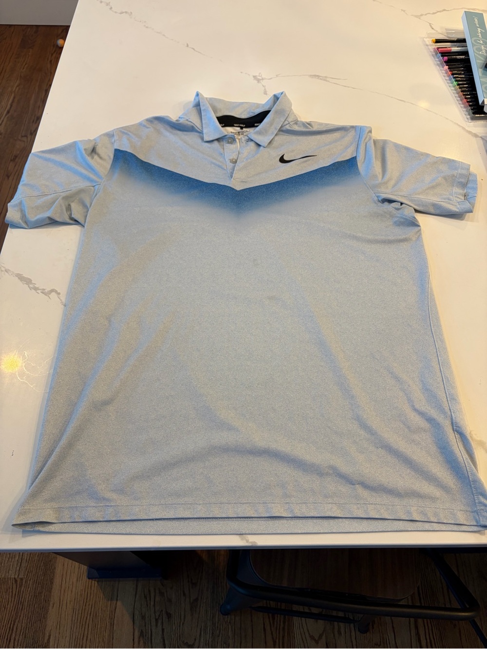 Nike Men’s Light Blue Polo with Dark Blue Chevron Tetherow Golf Logo - Size L